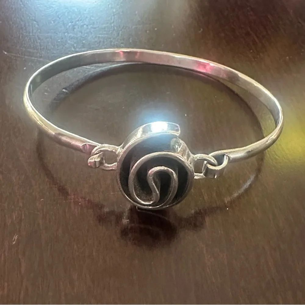 Taxco Mexico Sterling Silver Artisan Made Swirly Vintage Bracelet